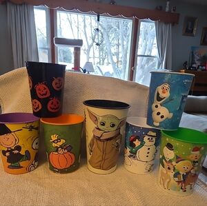 Assorted Character Themed Plastic Cups Set